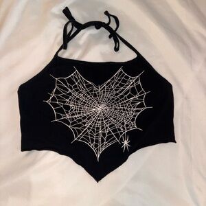 Black Spider Web Crop Top